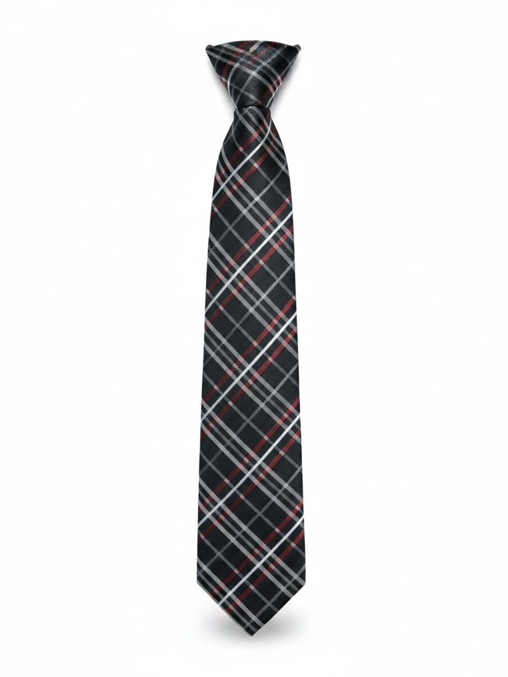Ben Sherman Mens Plaid Necktie Black Red White Tartan Check Skinny Silk Tie 58”